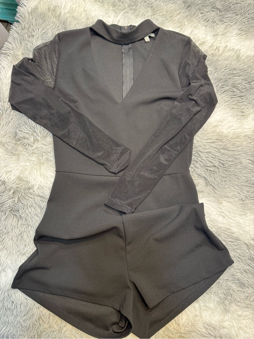Charlotte Russe Black Long Sleeve Romper Jumpsuit